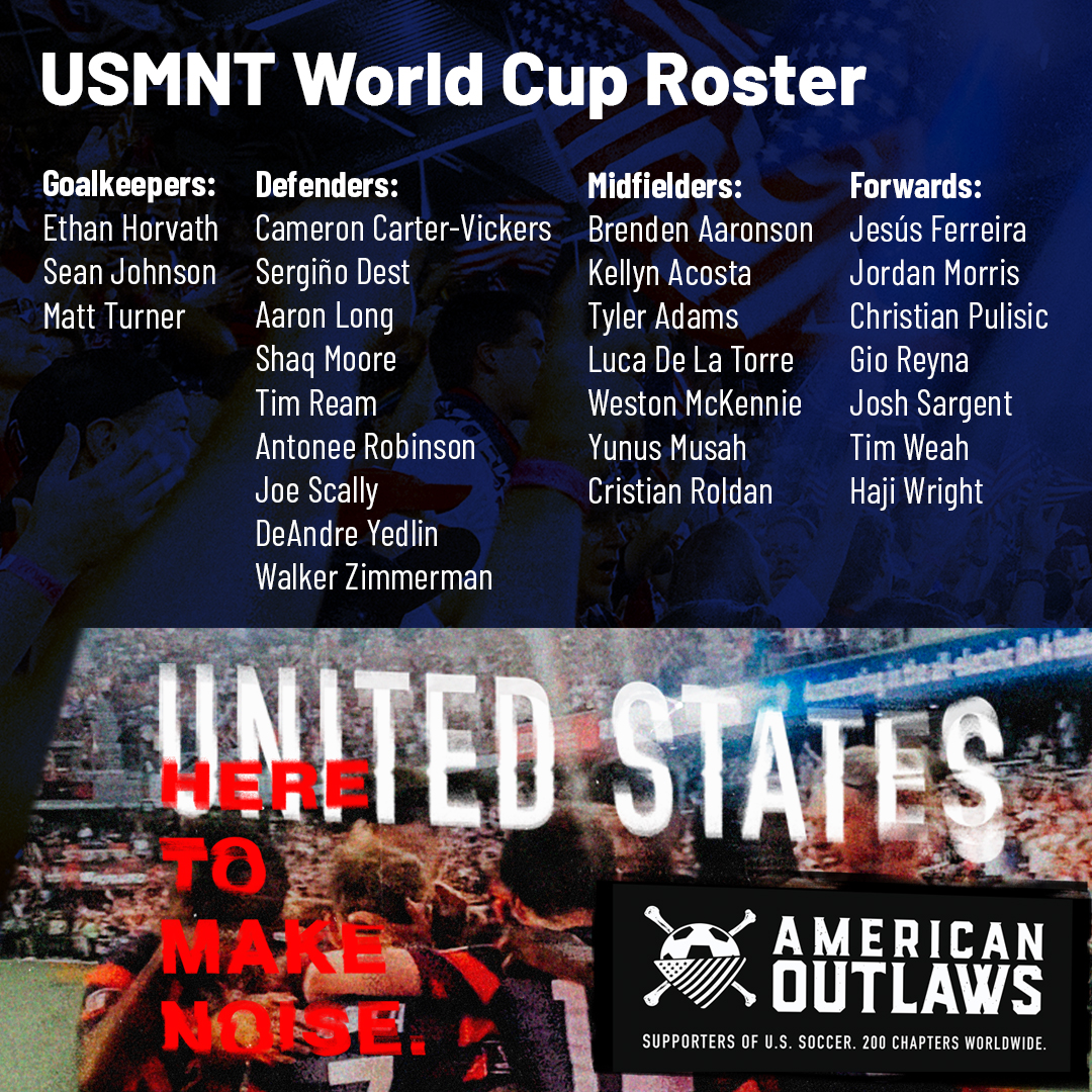 American Outlaws - The 26 man roster to represent the USMNT at the ...