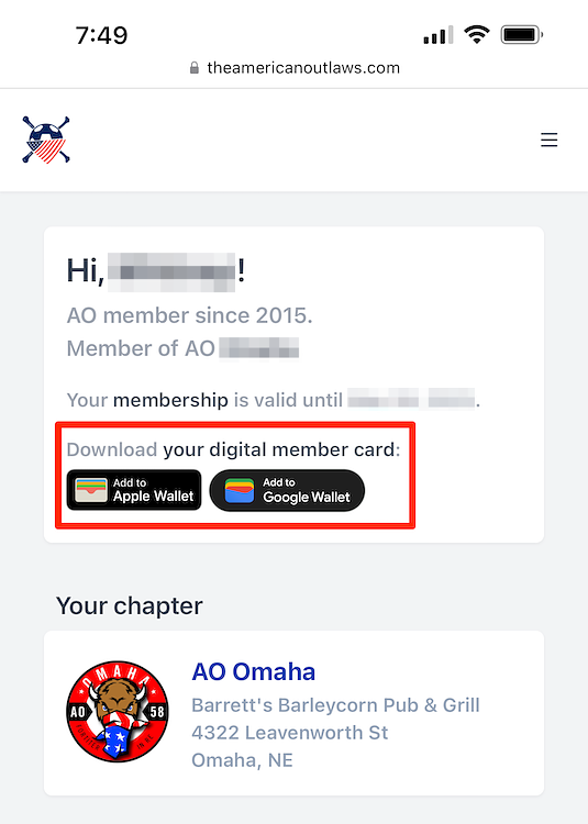 American Outlaws - New Digital Member Cards!